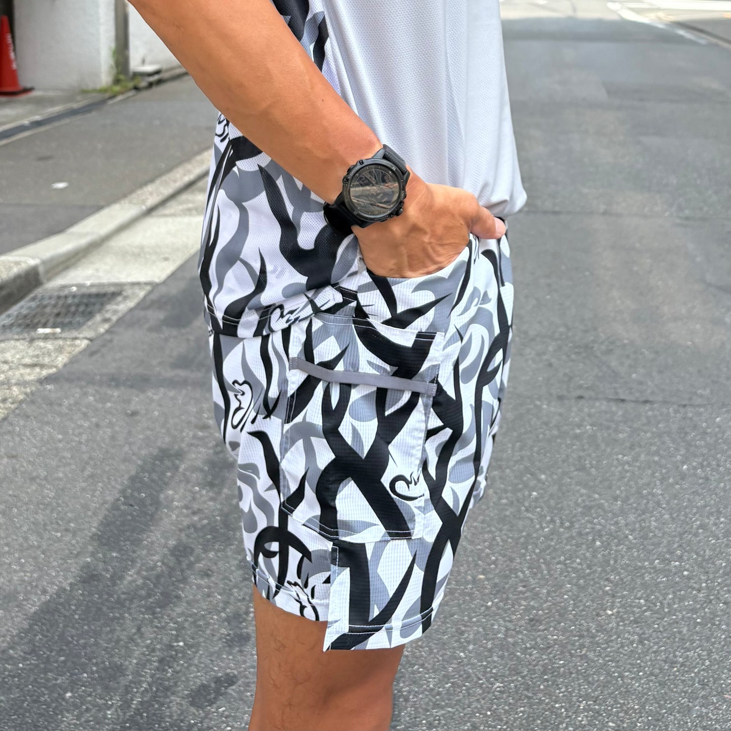 【2025夏モデル】MMA/マウンテンマーシャルアーツ Takumi Okada Camo 7pockets Shorts(Gray Camo)【名古屋店のみ】