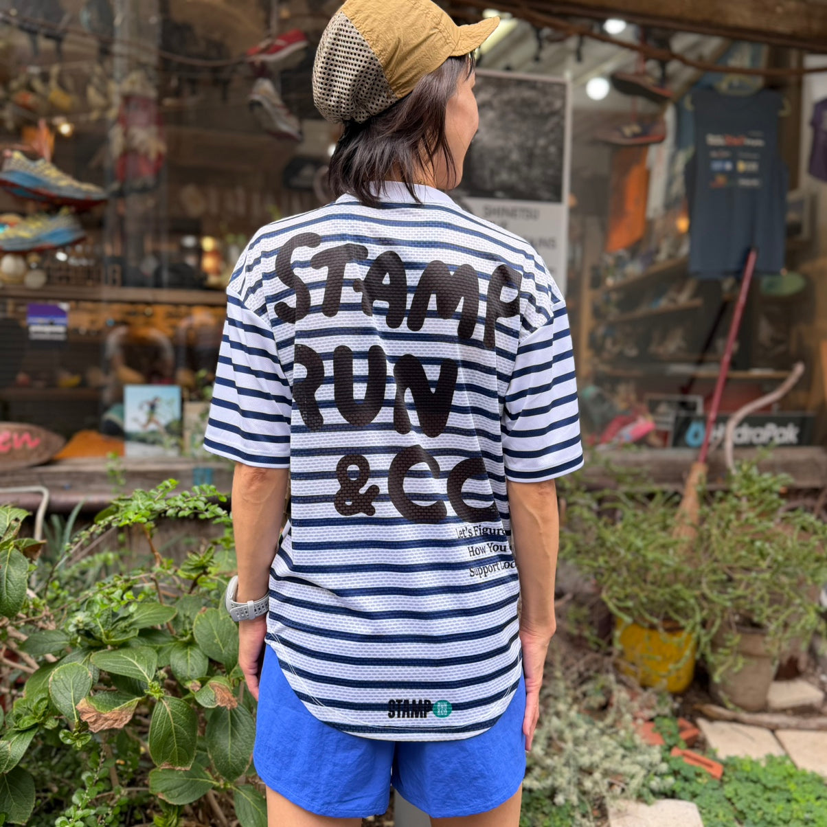【2025秋冬】STAMP/スタンプ WIDE TEE "WHITE / NAVY BORDER" (ユニセックス)
