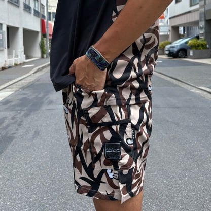 【2025夏モデル】MMA/マウンテンマーシャルアーツ Takumi Okada Camo 7pockets Shorts（Beige Camo）【名古屋店のみ】