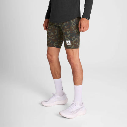 【2025秋冬】SAYSKY/セイスカイ（メンズ） ランニングタイツ Camo Combat+ Short Tights 9inch - Brown Aop（大阪店のみ）