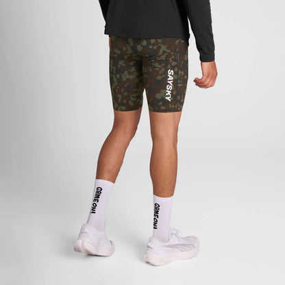 【2025秋冬】SAYSKY/セイスカイ（メンズ） ランニングタイツ Camo Combat+ Short Tights 9inch - Brown Aop（大阪店のみ）