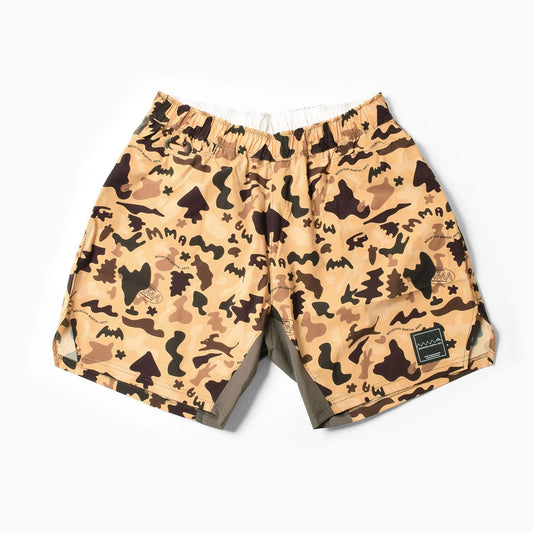 【2024秋冬モデル】MMA/マウンテンマーシャルアーツ Jerry Ukai PONCHOMAN CAMO Hike&Run Shorts（Beige Camo）【名古屋店のみ】